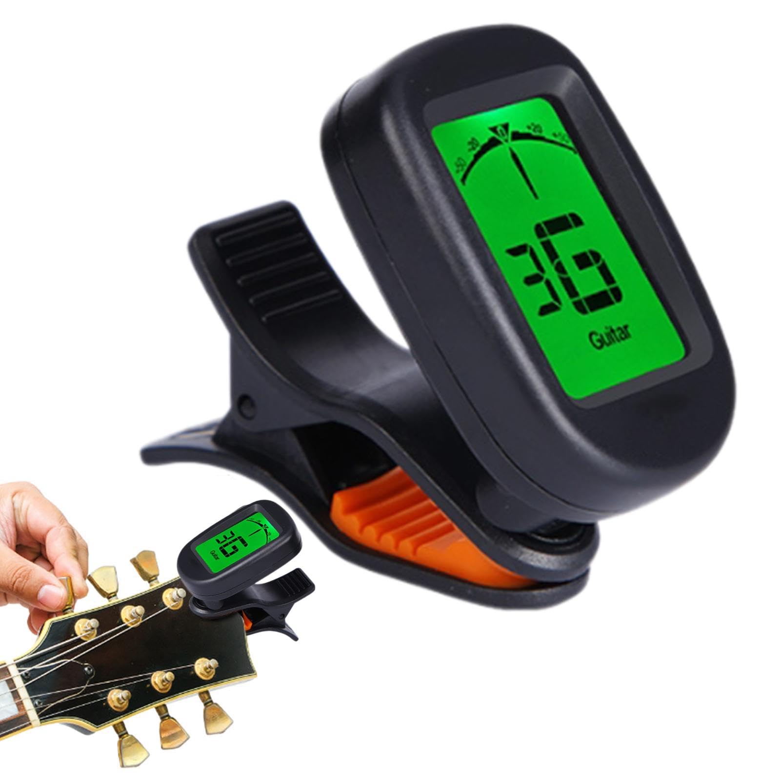 Guitar Tuner - Electric Guitar Tuner | Tuner Acoustic Guitar | Digital Guitar Tuner with LCD Display | Guitar Tuners Clip On | Precise Clip-On Ukulele Tuner | Black Guitar Tune for Bass, Violin
