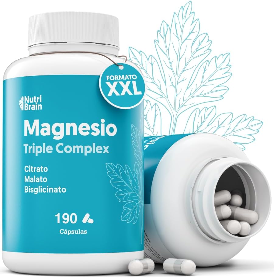 MAGNESIO CITRATO + MALATO + BISGLICINATO | 190 Caps | Dormir Mejor, Mayor Energía y Recuperación Muscular | Máxima Absorción y Biodisponibilidad | Apoyo en la Digestión y Estado Anímico
