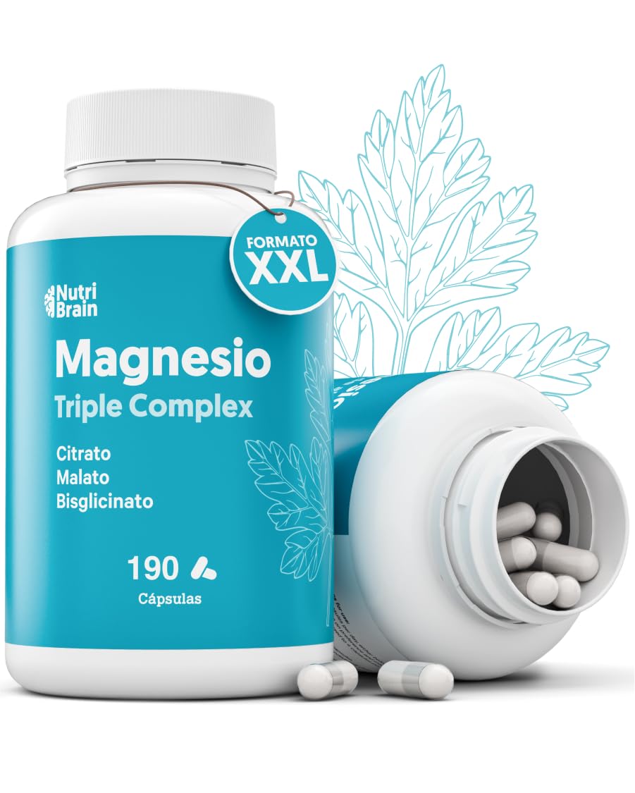Magnesio Complex | CITRATO + MALATO + BISGLICINATO | 190 Caps | Dormir Mejor, Ma