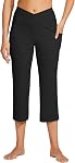 Willit Women's Yoga Capris Pants High Waist Leggings Crossover Straight Leg Athletic Exercise Workout Crop Capris 21"