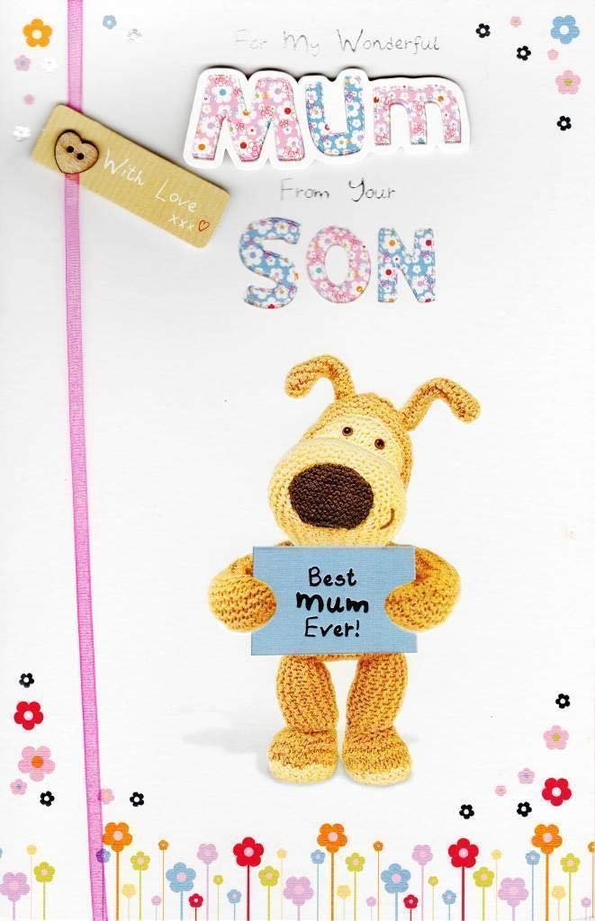 Shop Inc Pink Boofle To Mum From Son Happy Mother's Day Handmade Greeting Card Embellished Cards