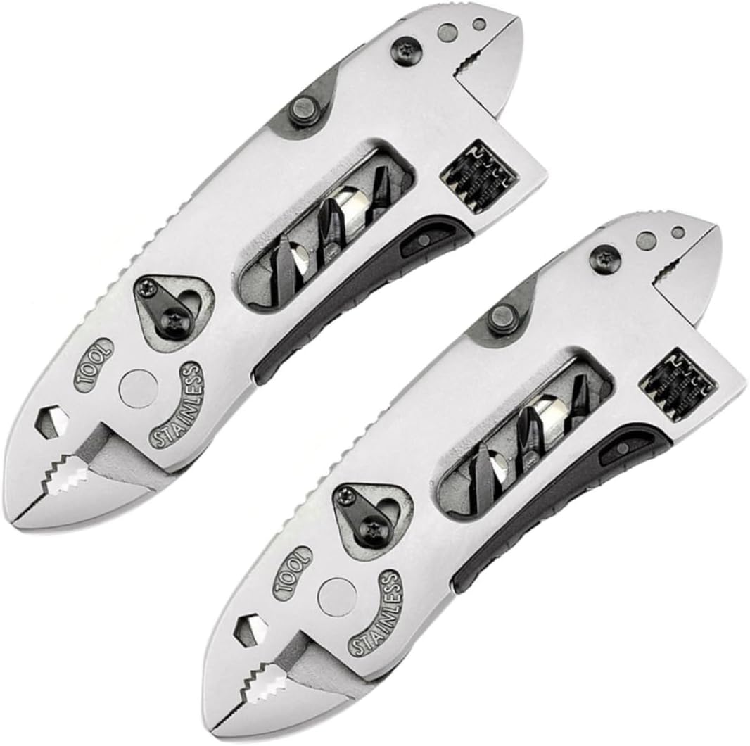 2Pcs Multifunctional Pliers Multi Tool with Wire Cutters and Screwdrivers Portable Outdoor Camping Wrench Compact Safety Lock for Hiking Survival Repair