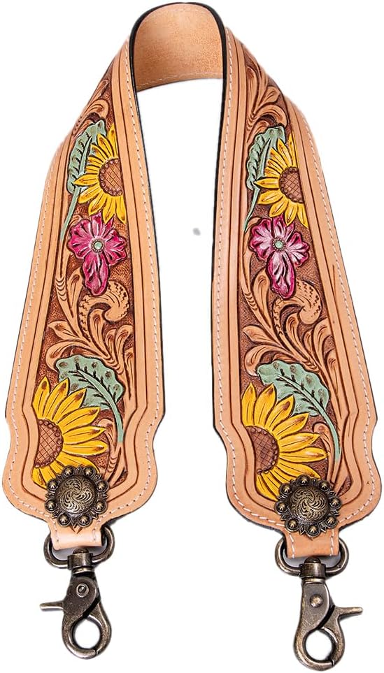 American Darling Hand Tooled Genuine Leather Crossbody Handle Strap for Bags Phone Wallet Purse Clutch