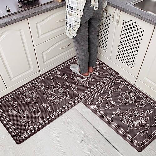 ROTTOGOON Kitchen Floor Mat Set of 2, Cushioned Anti Fatigue Kitchen Mat 17"x59"+17"x29", Non-Slip Waterproof Kitchen Rug, Premium PVC Comfort Kitchen Mats and Rugs for Kitchen, Office, Home, Laundry — view 6