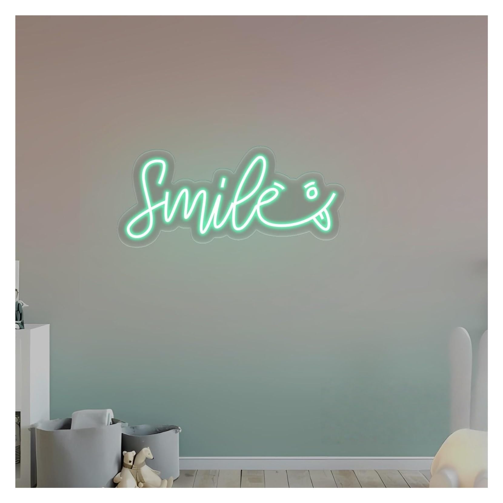 RONGCH Hanging Art Signs Smile Neon Sign,Suitable for Home Playful Wall Decor with Dimmable 18cmx40cm(D)
