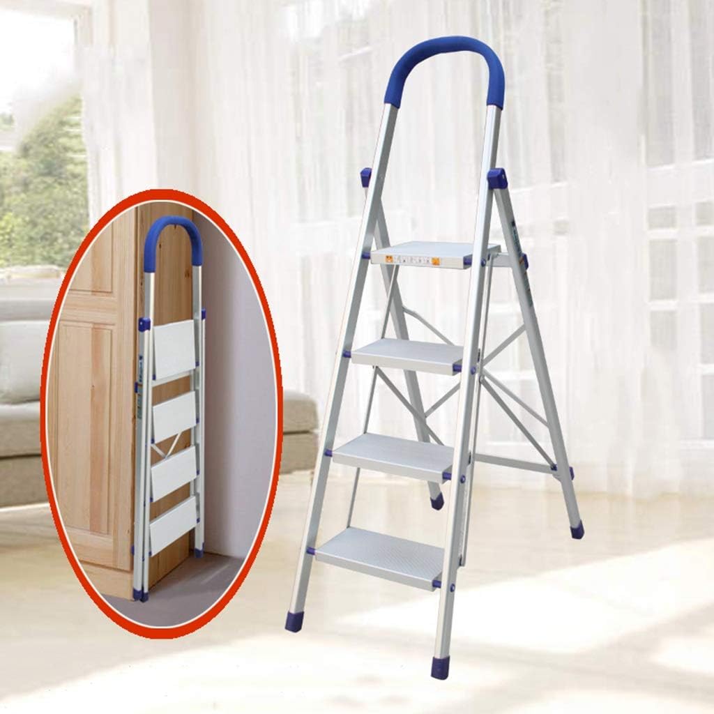Step Stool Non-Slip Ladder, Three-Step Folding Ladder Outdoor Five-Step Ladder Metal Four Step Ladder Multi-Function Ladder Household Ladder/525 X 55 X 1515Mm