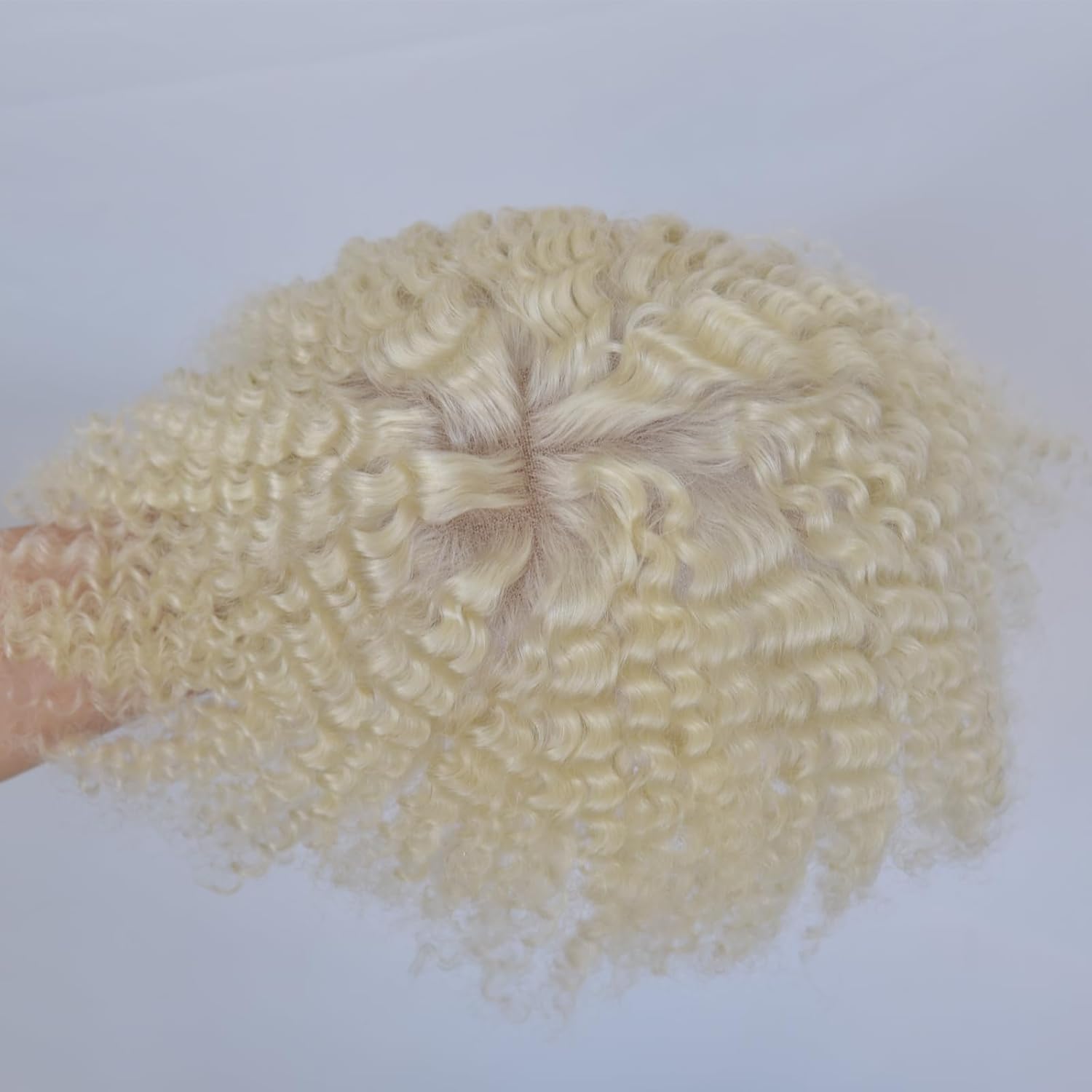 10x8 inch Full Lace African Waves Hairpiece Afro Wave Curl Black Mens Toupee Brazilian Human Hair Replacement System Afro Wave Hairpieces 10MM White Color