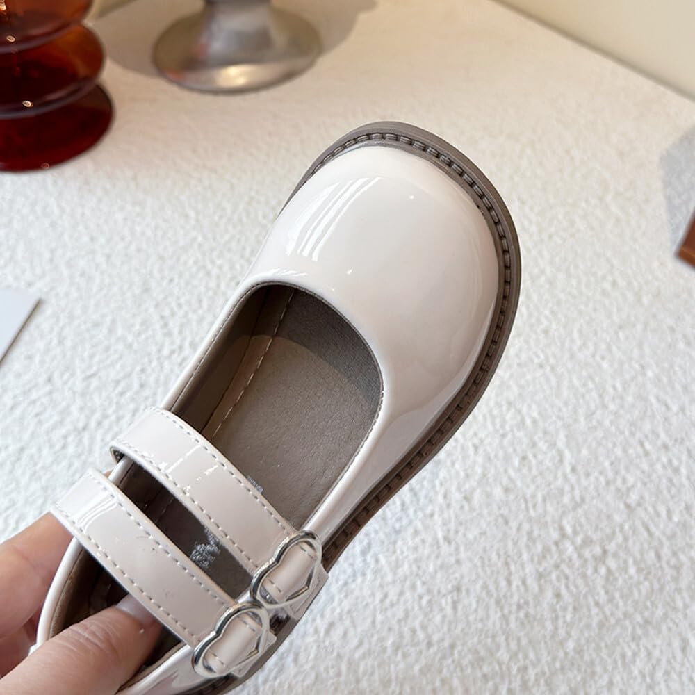 BININBOX Girls Mary Jane Dress Shoes Leather Flats with Hook and Loop School Uniform Wedding Party Shoes for Toddler Little Kid Big Kid