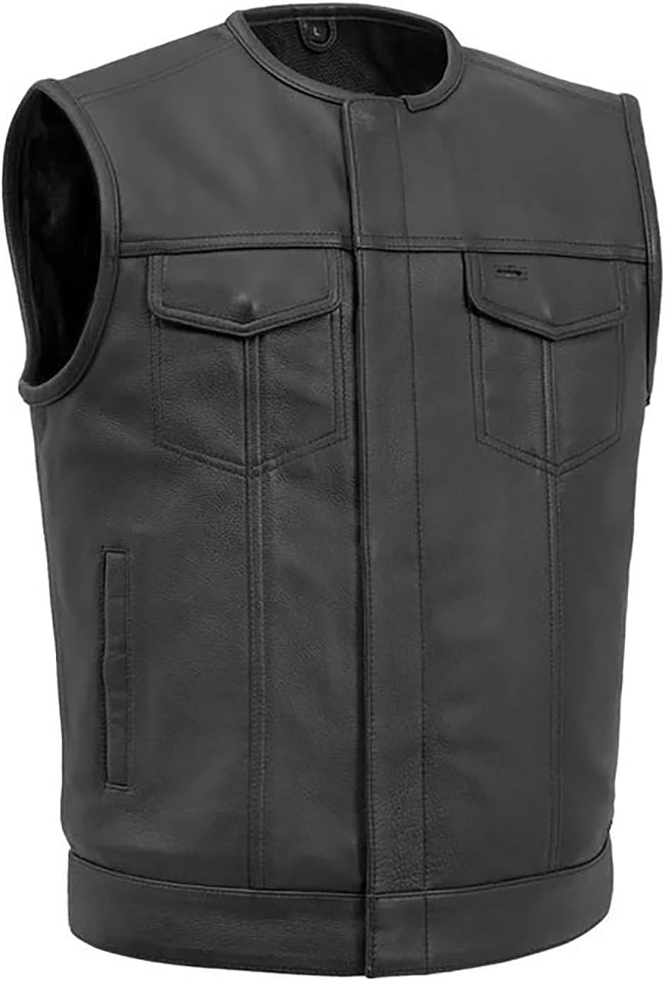 First Mfg Co - Men's Motorcycle Biker Riding Red Black Leather Vest - Contrast stitching