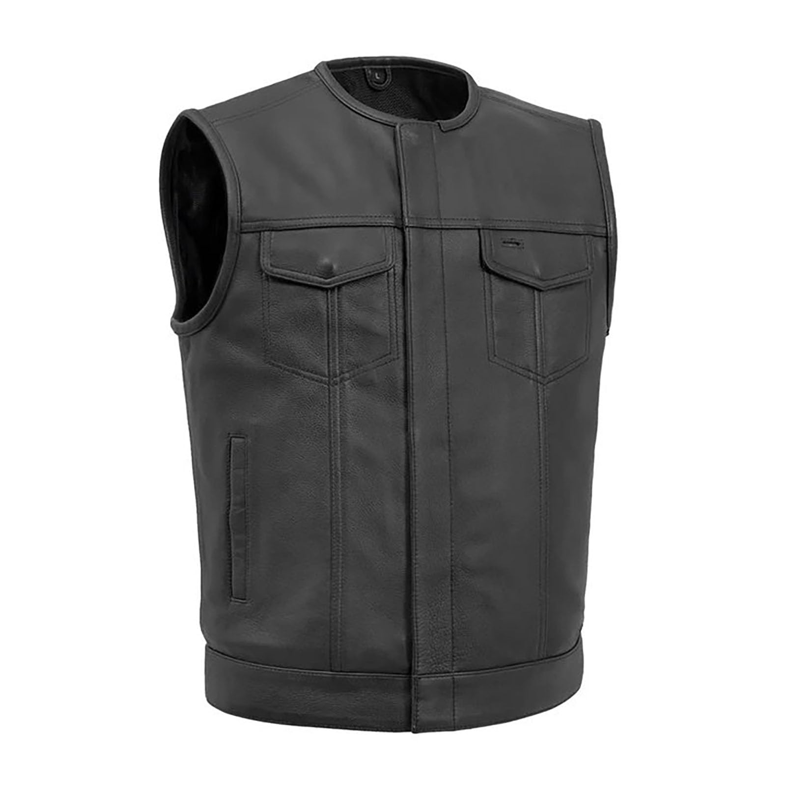 First Mfg Co - No Rival - Men's Motorcycle Biker Riding Black Leather Vest - 6X Large - Conceal Carry Pockets