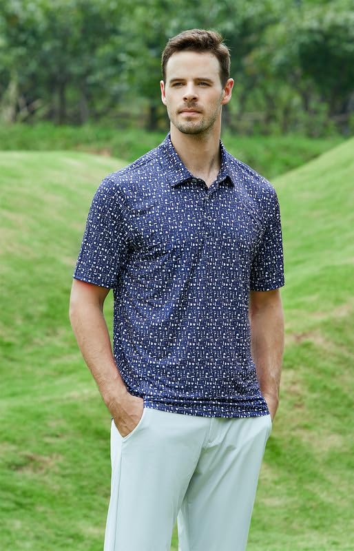 Image of Damipow Premium Golf Shirts for Men Dry Fit Performance Polo Short Sleeve Collared Shirt