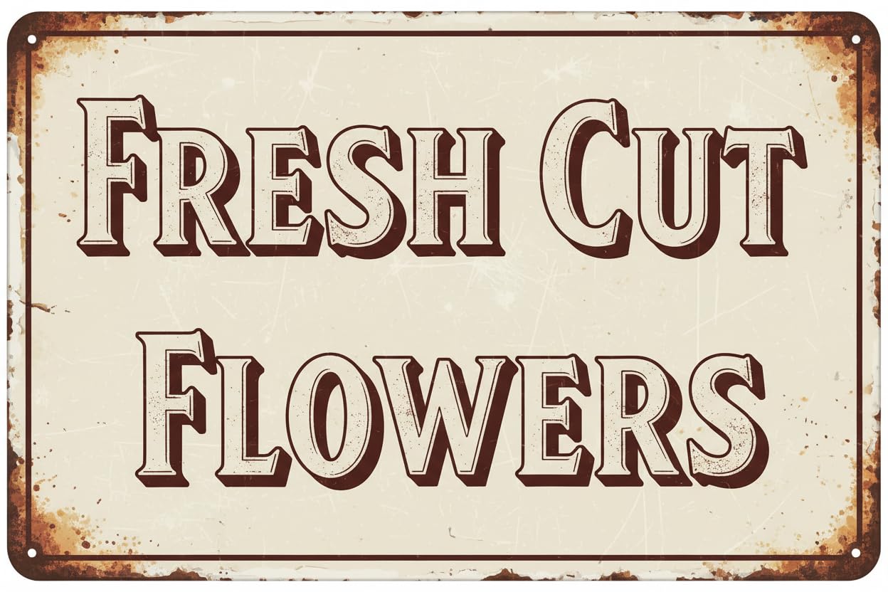Vintage Metal Tin Sign Fresh Cut Flowers Metal Signs Look Rustic Metal Signs Retro 8X12 Inch Custom Private Property Signs Outdoor