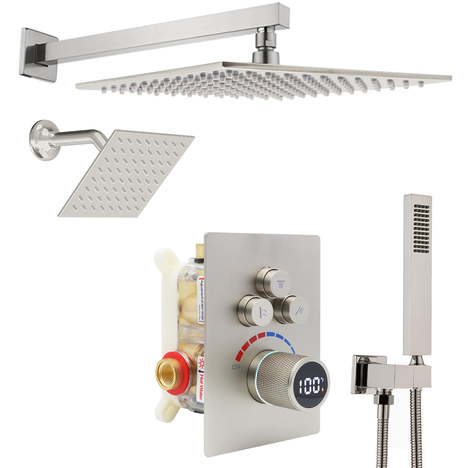 Système de douche nickel brossé : élégance moderne et confort haut de gamme pour votre salle de bain
