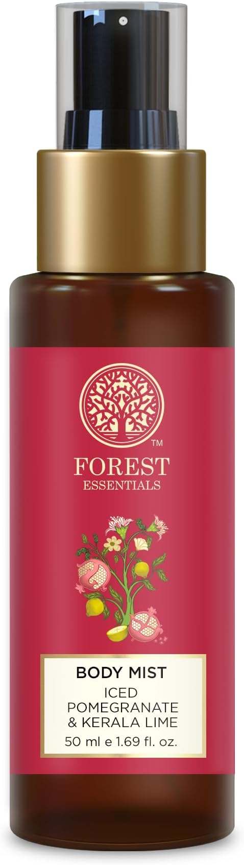 Travel Size Body Mist Iced Pomegranate & Kerala Lime | Natural & Hydrating Body Spray For Men & Women | Luxury Citrus Fragrance | 50 ml