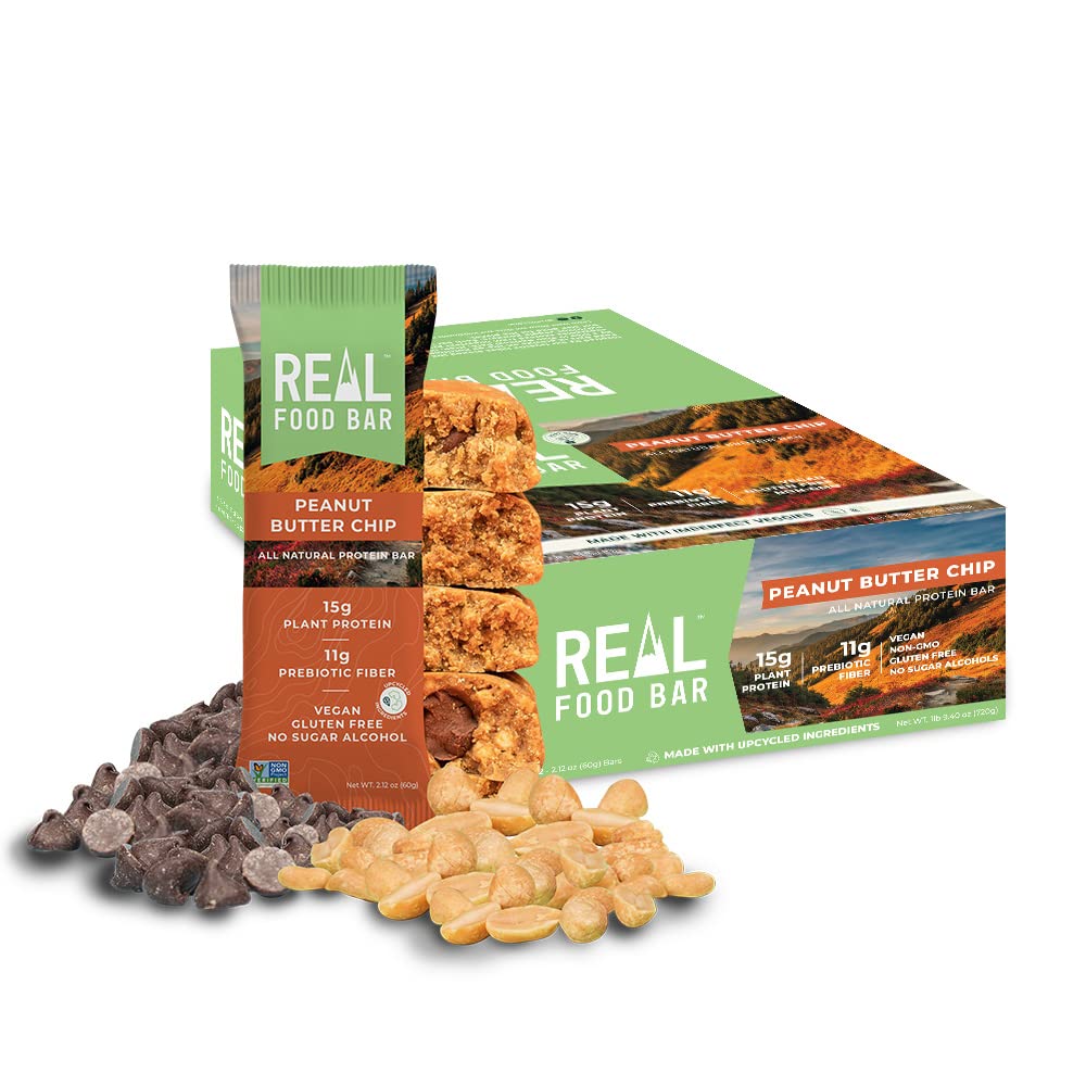 Just Real Food Bar - Plant Based Protein Bar – Peanut Butter - 12 Count - 15g Protein - High Energy, Paleo, Vegan, and Non GMO - Gluten Free, Dairy Free and Soy Free
