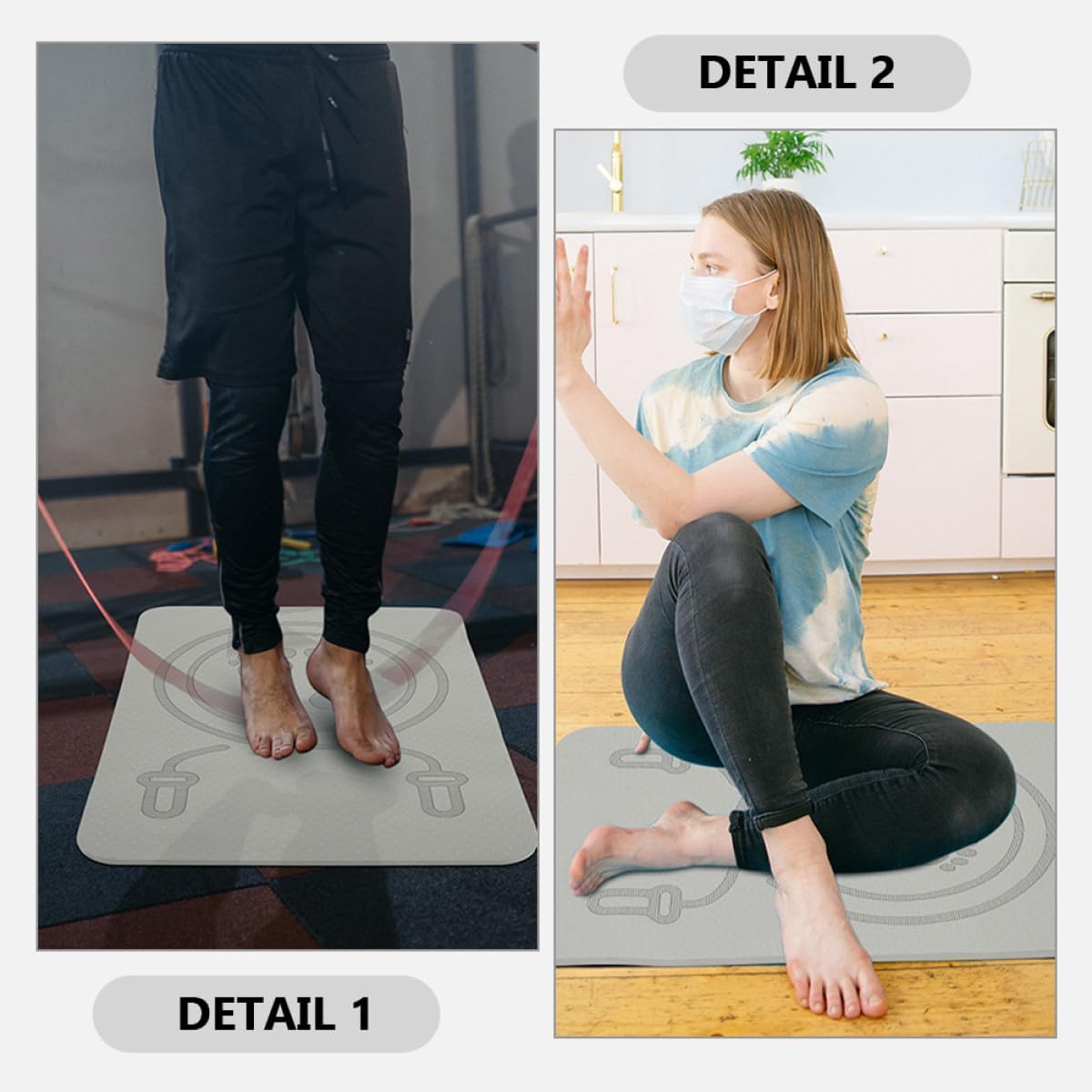 VICASKY Tpe Anti-slip Skipping Pad for Exercise, Thick 60x40x1cm Quiet Workout Mat with Shock Absorption, Portable Fitness Pad for Indoor Home Gym and Sports Training