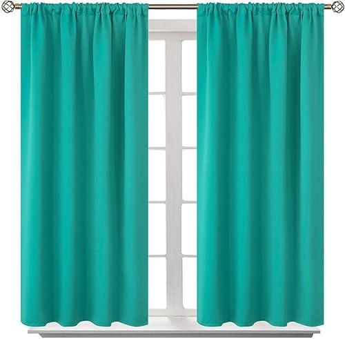 Miniatura 8 de Cortinas opacas con pestaña trasera y bolsillo para barra, cortinas opacas sólidas con aislamiento térmico para sala de estar, dormitorio (negro,