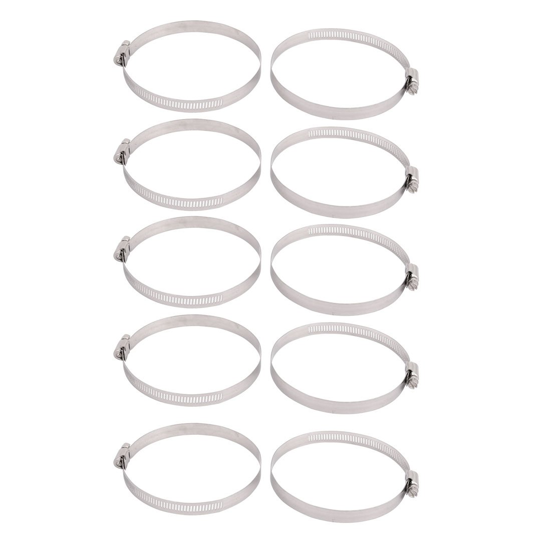Aexit 100mm to fastener 120mm Dia Range Metal US Type Hose Clamp Hoop Silver Tone 10pcs Model:92as231qo14