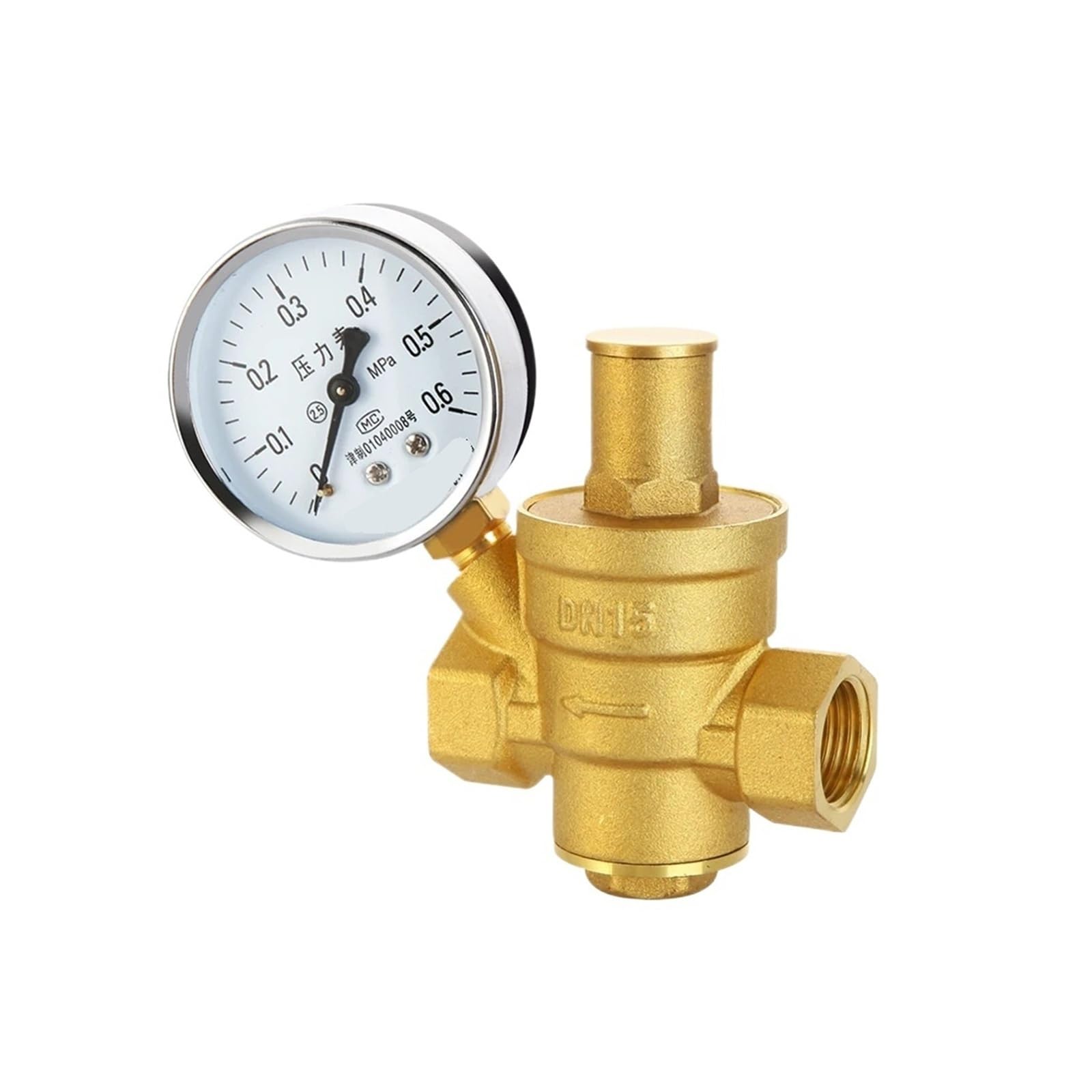 Vmvud Dn25 Brass Pressure Reducing Valve With Pressure Gauge,Water Pressure Regulator Valve, 1/2 ",3/4",1"