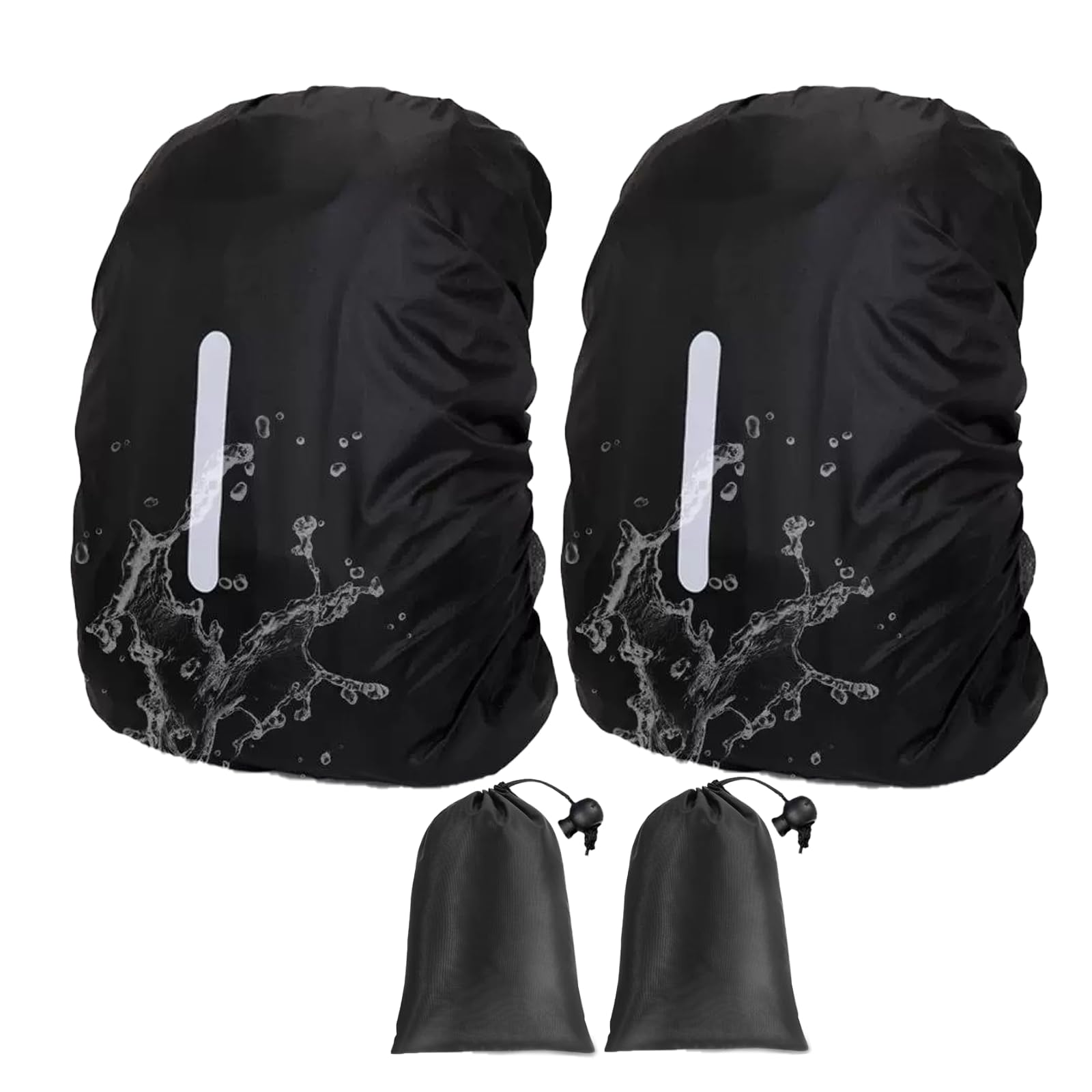 2 Piezas 30-40L Funda Impermeable para Mochila Cubre, Protector Mochila Lluvia, Reflectante, Antirrobo, para Senderismo, Ciclismo, Escalada Y 2 Bolsas Negras