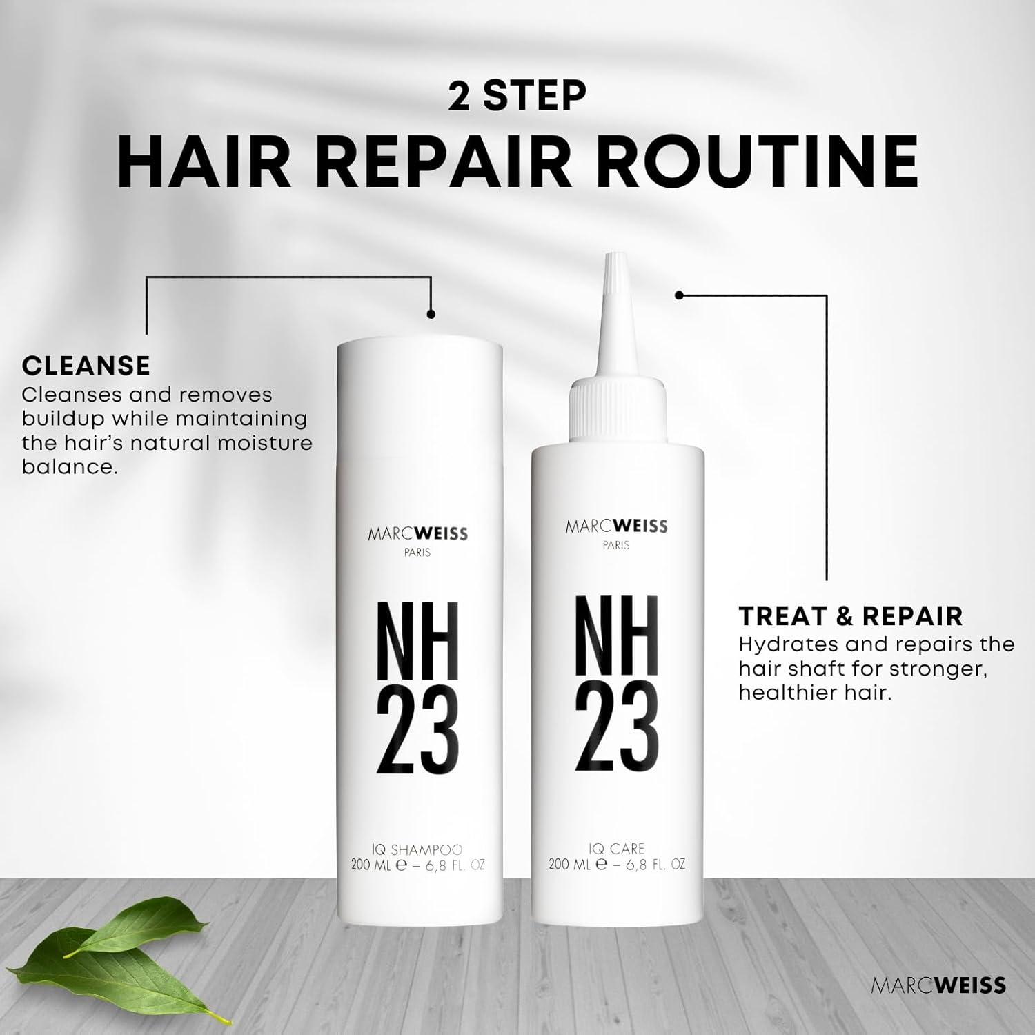Marc Weiss NH23 IQ Care Rapid Hair Repair Treatment (6.8 fl oz) | Restores Shine, Strength & Smoothness | Results in Just 23 Seconds | Lightweight, Color-Safe Deep Repair for All Hair Types