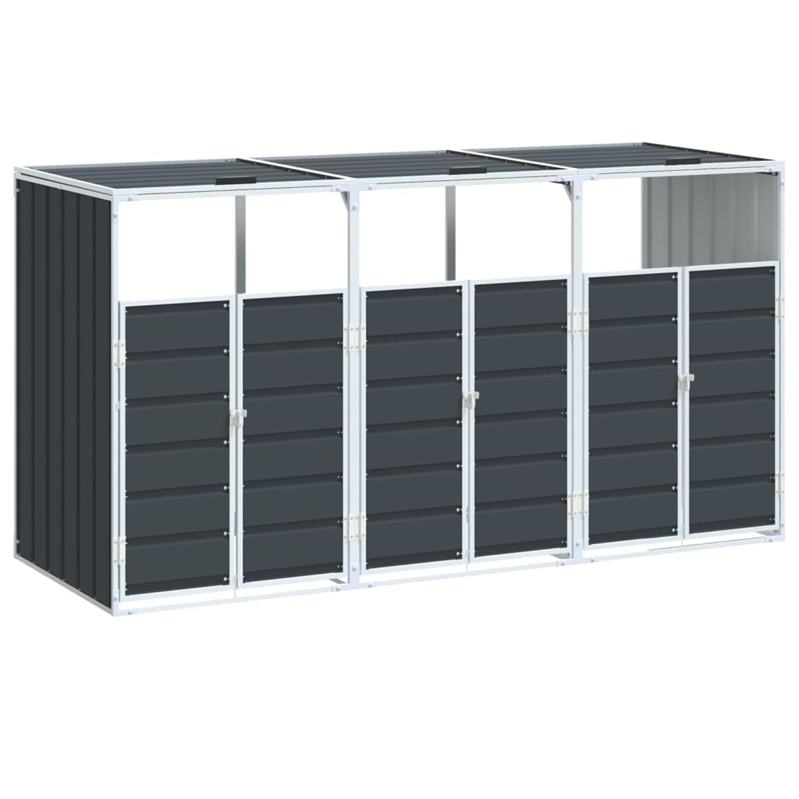Gecheer Mülltonnenbox für 3 Tonnen Anthrazit 216x81x115 cm Stahl, Mülltonnenverkleidung Müllbox für Vorgärten Seitengänge Mietwohnungen4006181