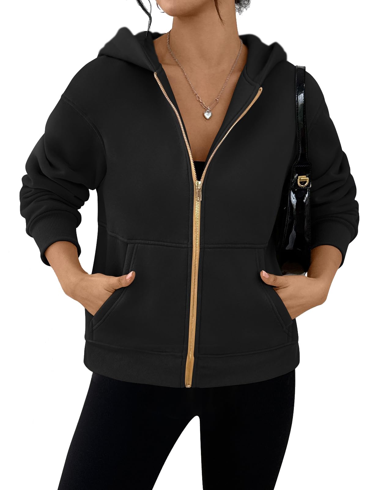 TrendiMax Damen Oversize Zip Hoodie Kapuzenpullover Y2K Sweatshirt Hoody Jacke Winter Pullover Warme Sweatjacke mit Kapuze