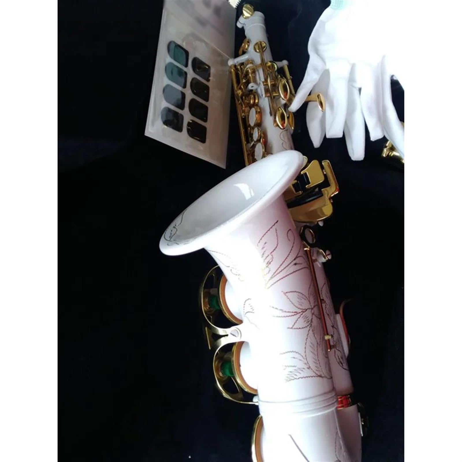 Professionale Sassofono Sassofono Soprano Curvo Bianco Bb Gold Key Sax Strumento A Fiato Alto Con Custodia Spazzola Per Cinturino Per Ance Per Sassofono Soprano