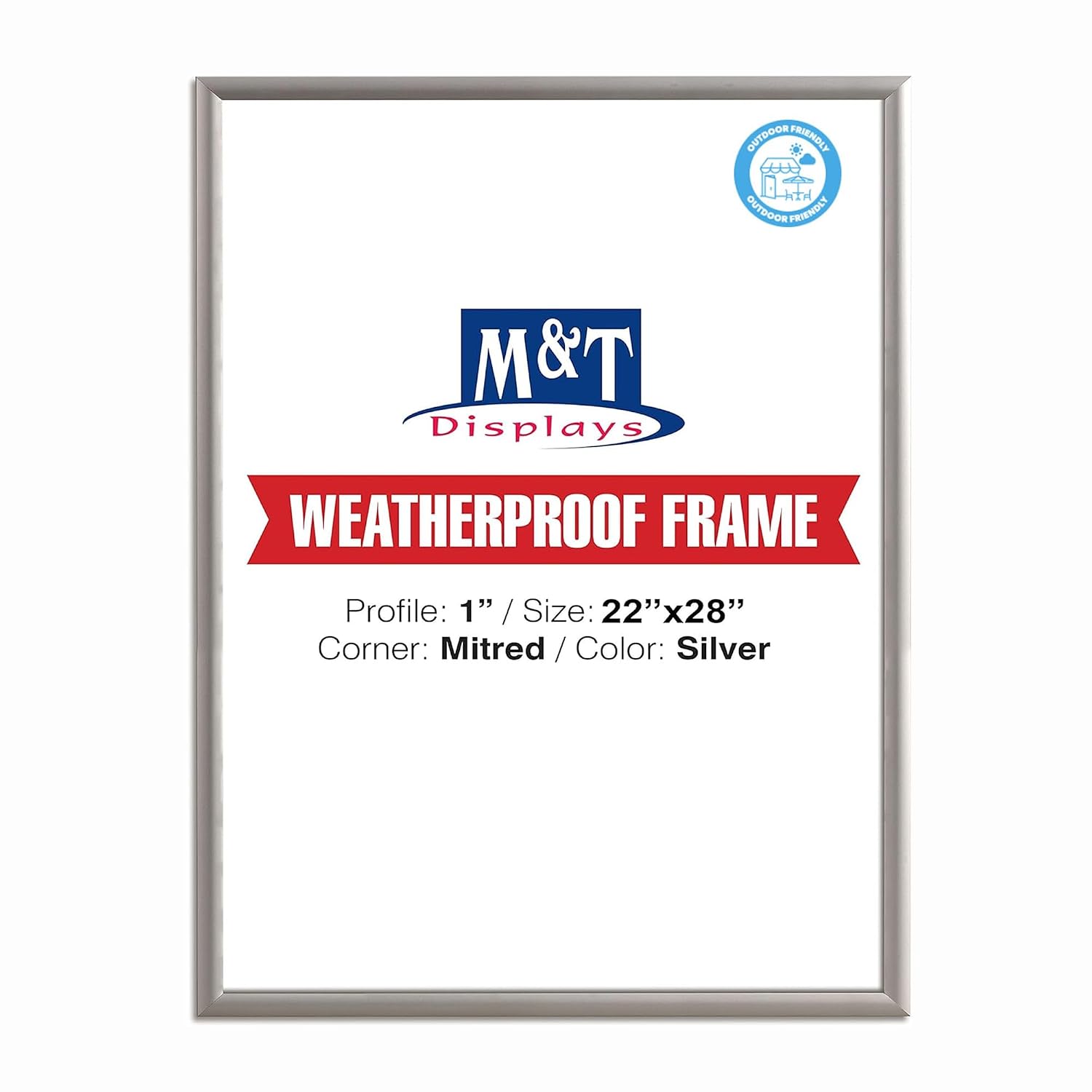 Weatherproof Frame 22 X 28 Inch Poster Size, 1" Aluminum Profile, Black and Silver Color, Mitred Corner (Black) - Image 9