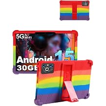 for Dghrti TAB30 10.1 Inch Android 15 Tablet Protective case, ZBAGUG Shockproof Lightweight Silicone Protective Cover with Stand, Child-Friendly Protection, Easy to Clean Design, Rainbow.