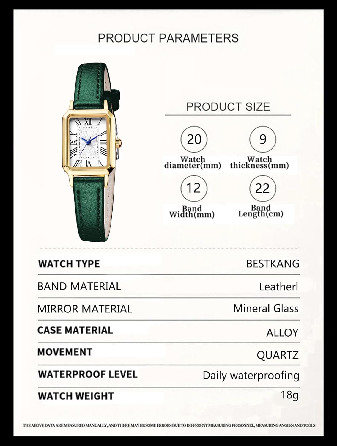 BESTKANG Leather Strap Watches for Women Elegant Dainty Ladies Watch Vintage Rectangle Women Quartz Wrist Watch