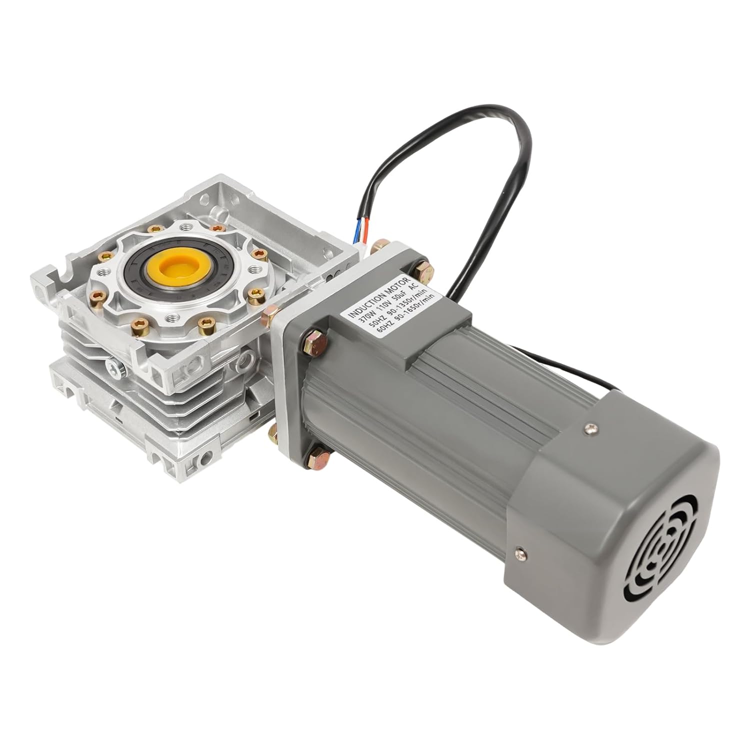 Worm Gear Reducer Motor with Speed Controller 1:50 Reduction, AC 110V 370W Reduction Ratio Gear Motor, Adjustable Variable Speed High Torque Reducer Motor 27 RPM