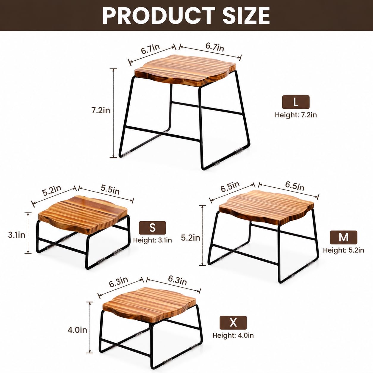 ZENFUN Lot de 4 rehausseurs de buffet en bois, rehausseurs de table à dessert, support de plat à pizza, support à cupcakes et rehausseurs en bois, plateau et support d'assiette