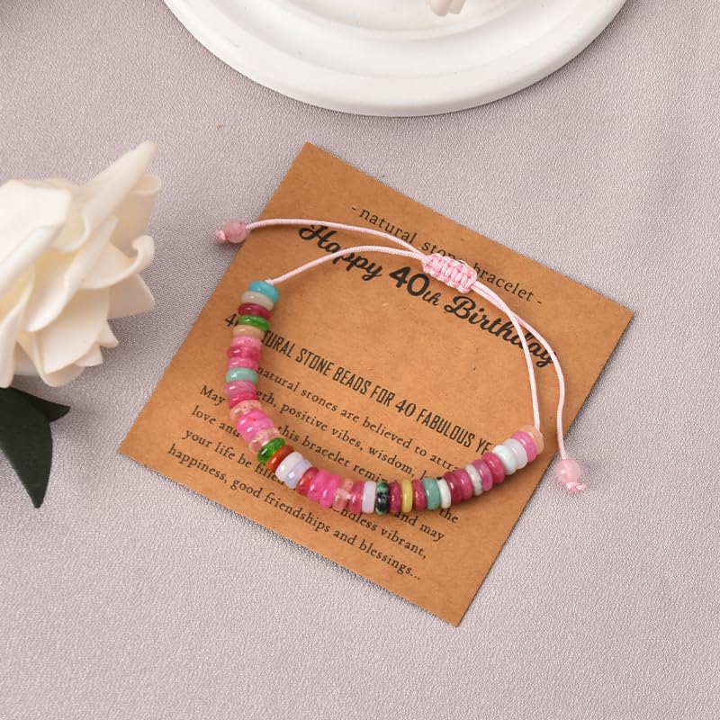 Image of Natural Stone Bracelet for Women Birthday Gifts for Mom Daughter Beaded Bracelets for Bestie Sister Bead Bracelet for Grandma