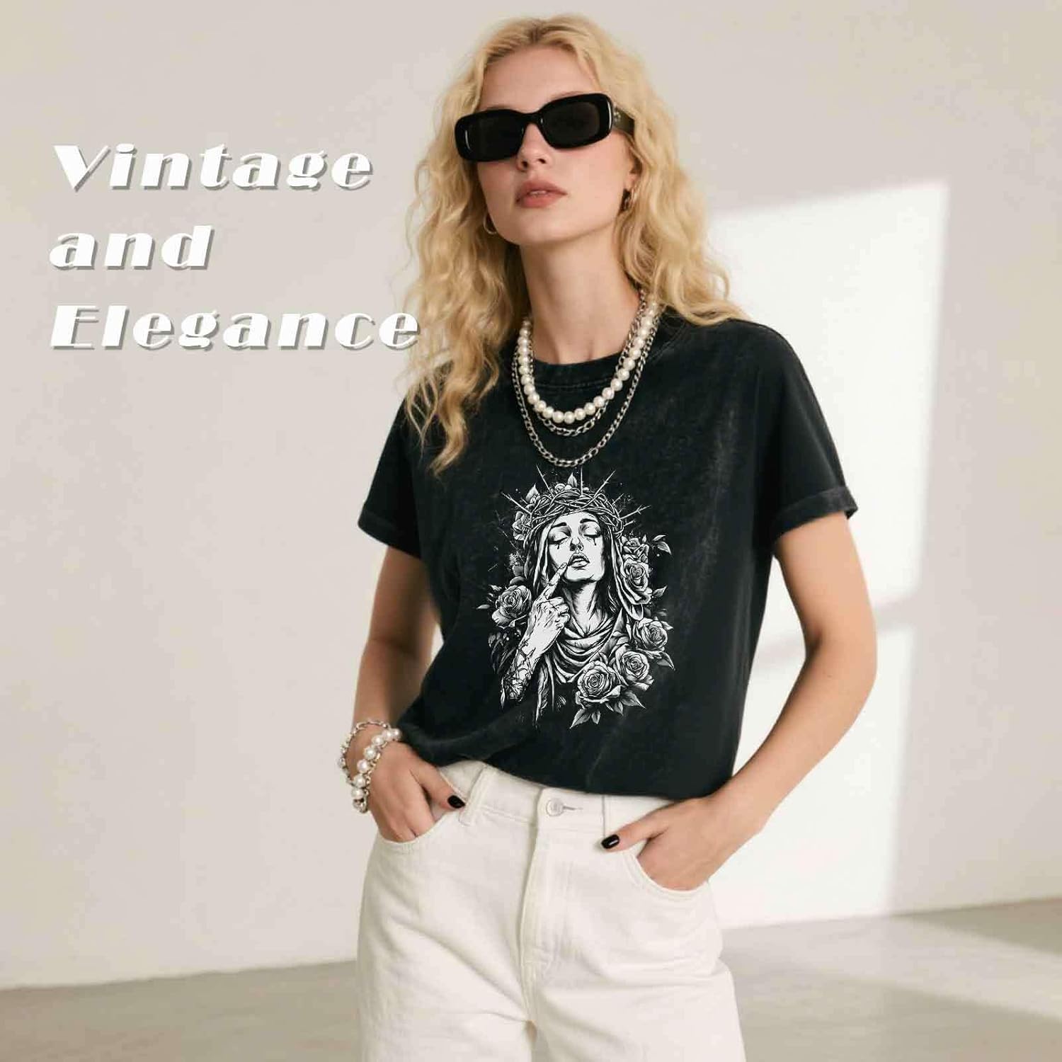 Dark Gothic Vintage Oversized Acid Wash T-Shirt – Heavyweight Graphic Tee for Men and Women, Unisex Streetwear - Image 3