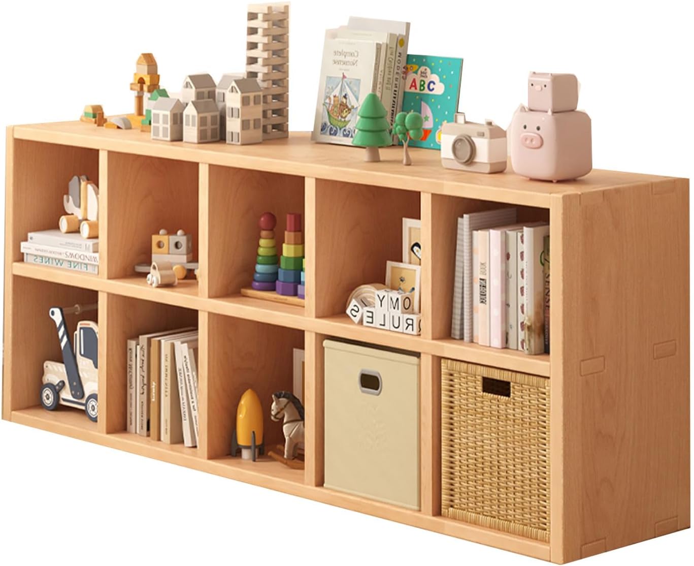 カラーボックス 本棚 小さい 収納ラック 格子キャビネット 格子ラック 木製 オープンシェルフ 木製の本棚 多機能 大容量 天然木 