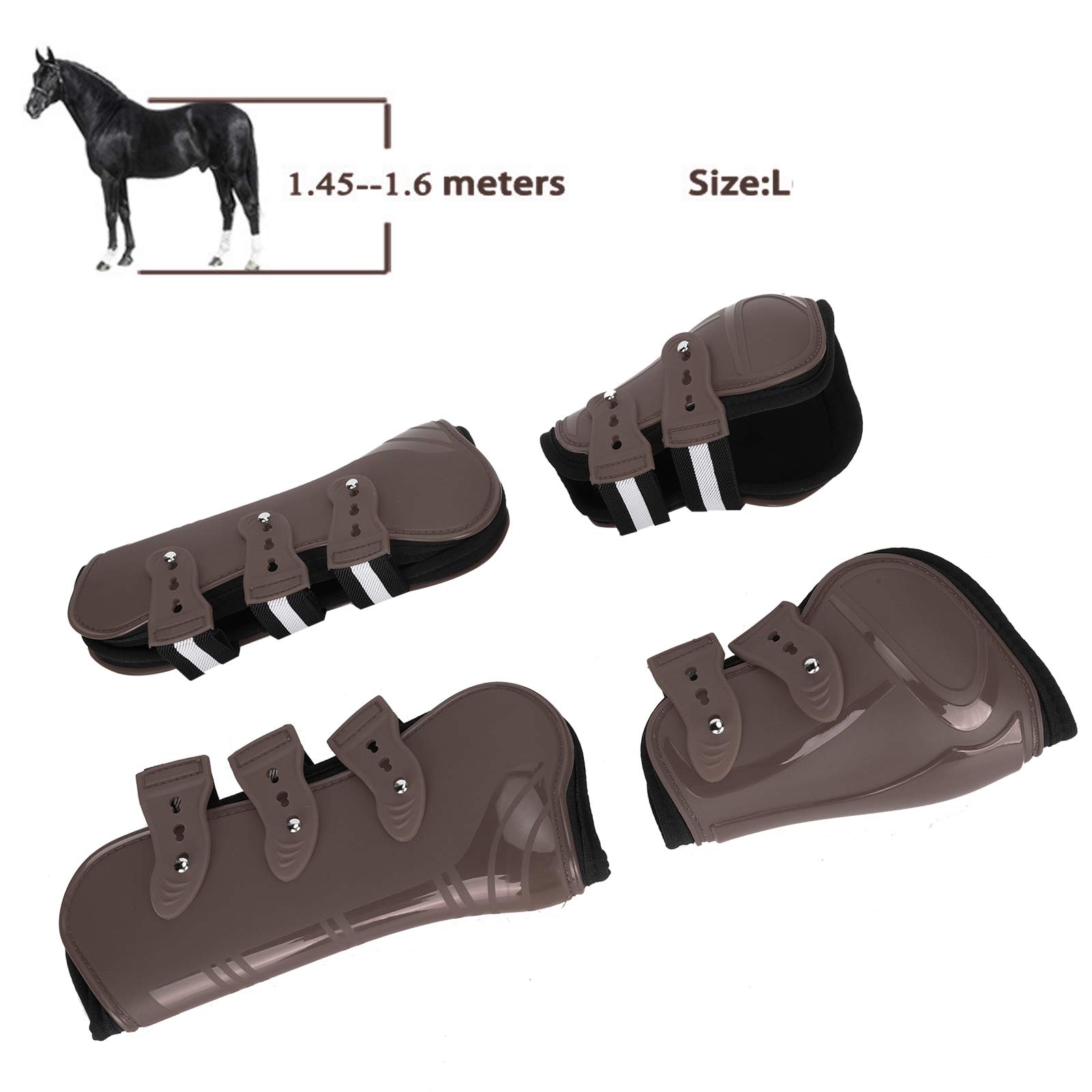 Gambale per Cavallo Protezione per Le Gambe Leggings ispessiti Materiale PU Fodera Morbida Avvolgimento Protettivo Marrone Cuscino per addestramento equestre Equitazione e