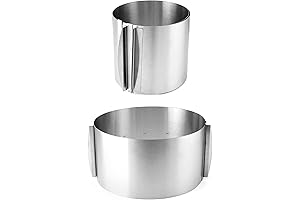 QWORK Adjustable Cake Ring Mold, 15 cm Extra High, Set of 2
