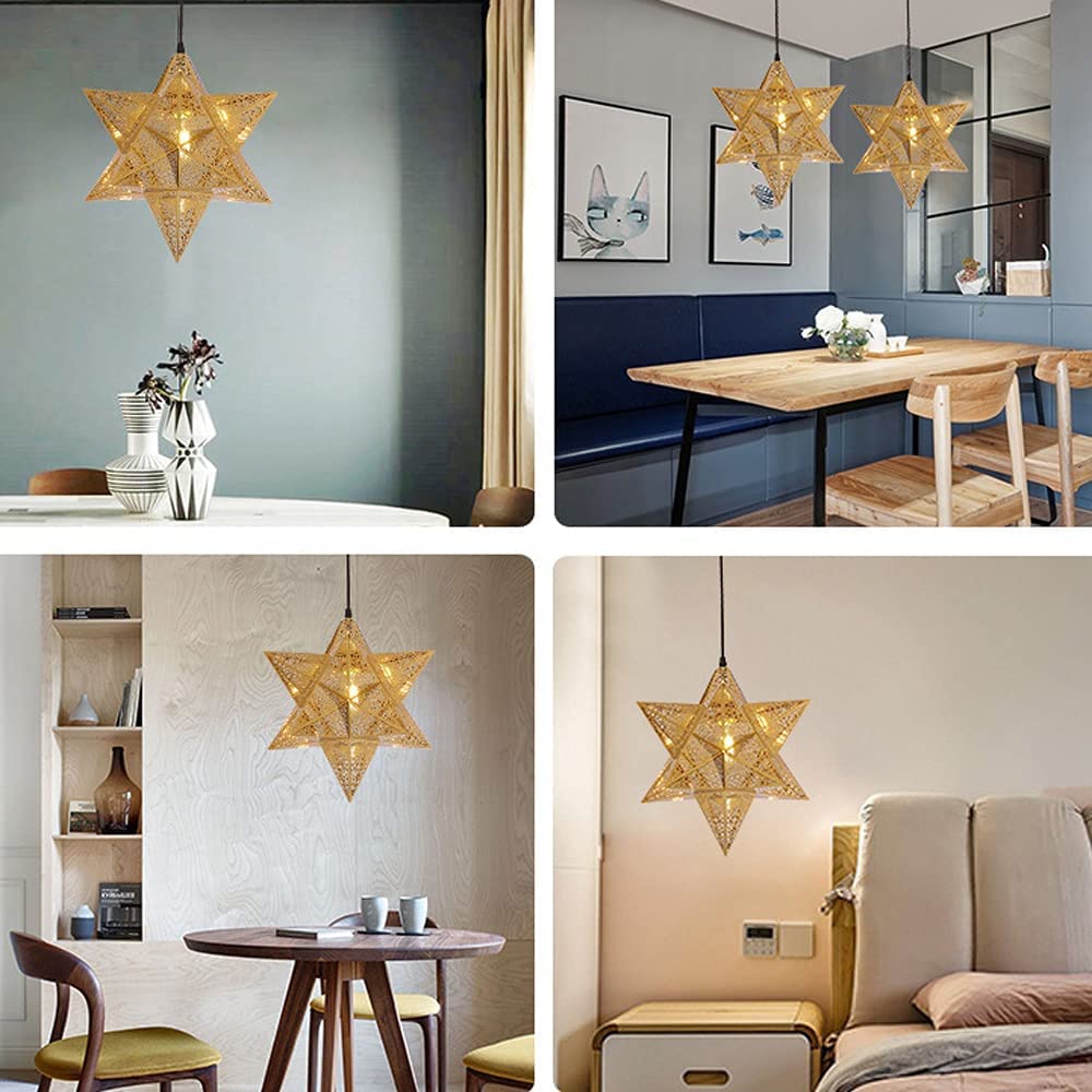 View of Star Light Wuzstar 3 Heads Moravian ing LED Pendant Light Metal Glass ...