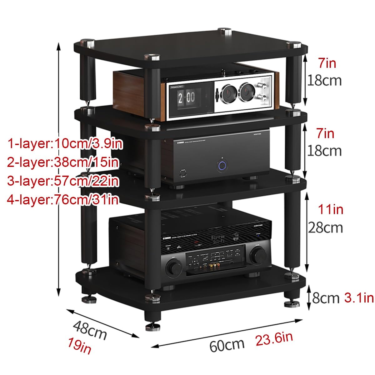 Modern O-Rack - Soporte AV para consolas de juegos, pequeño armario de esquina para TV, centro de entretenimiento con acabado blanco (10 cm)