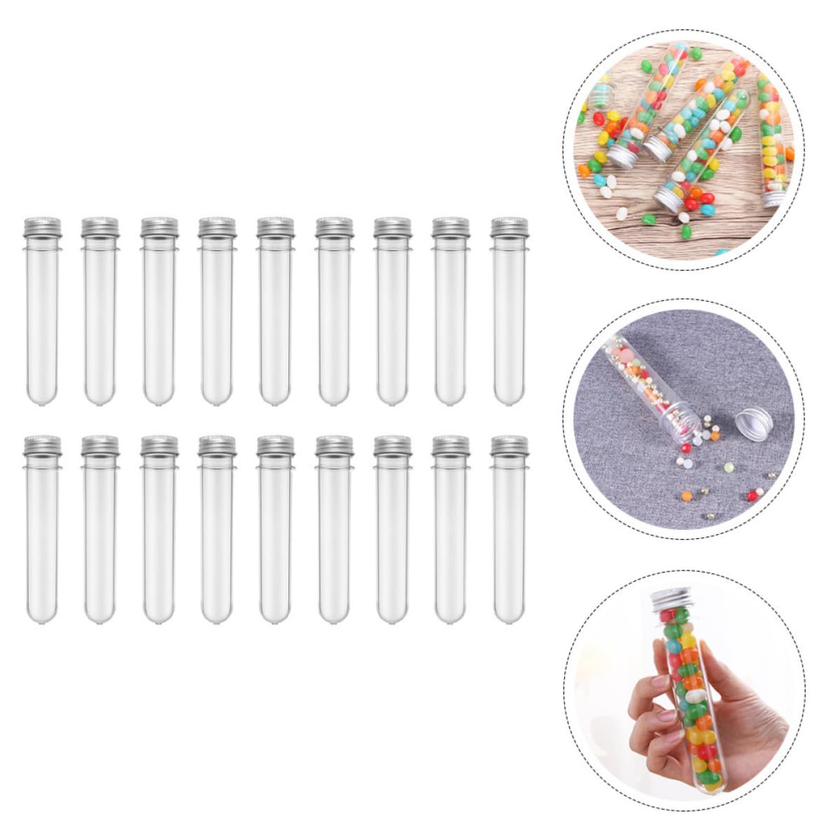CRAFTHROU 50 Piezas Tubo de Ensayo de Pet Transparente de 45ml, Bien Sellado y Portátil, Adecuado para Almacenamiento y Organización en Cocina y Baño