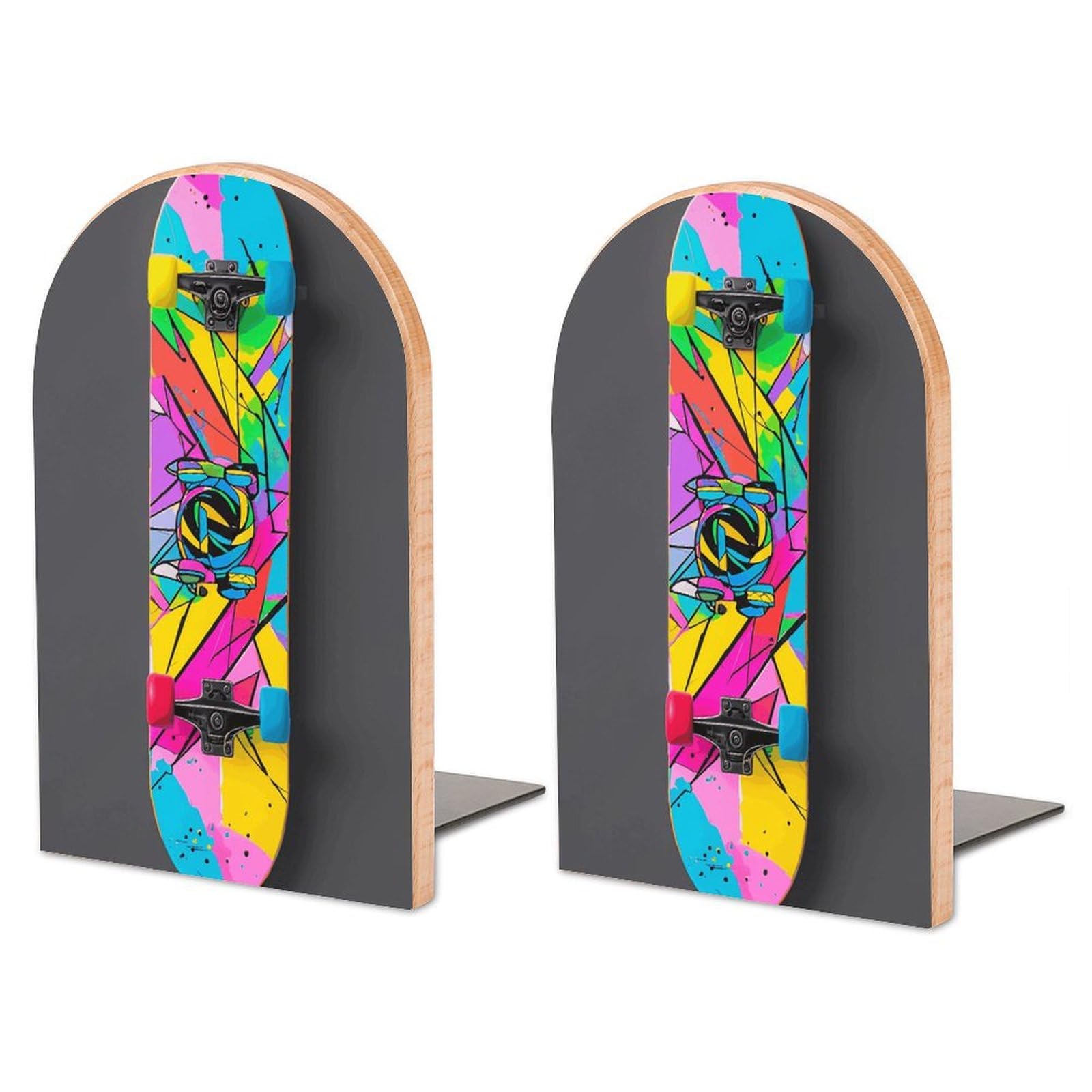 Serre-livres skateboard original en hêtre, cadeau idéal ado
