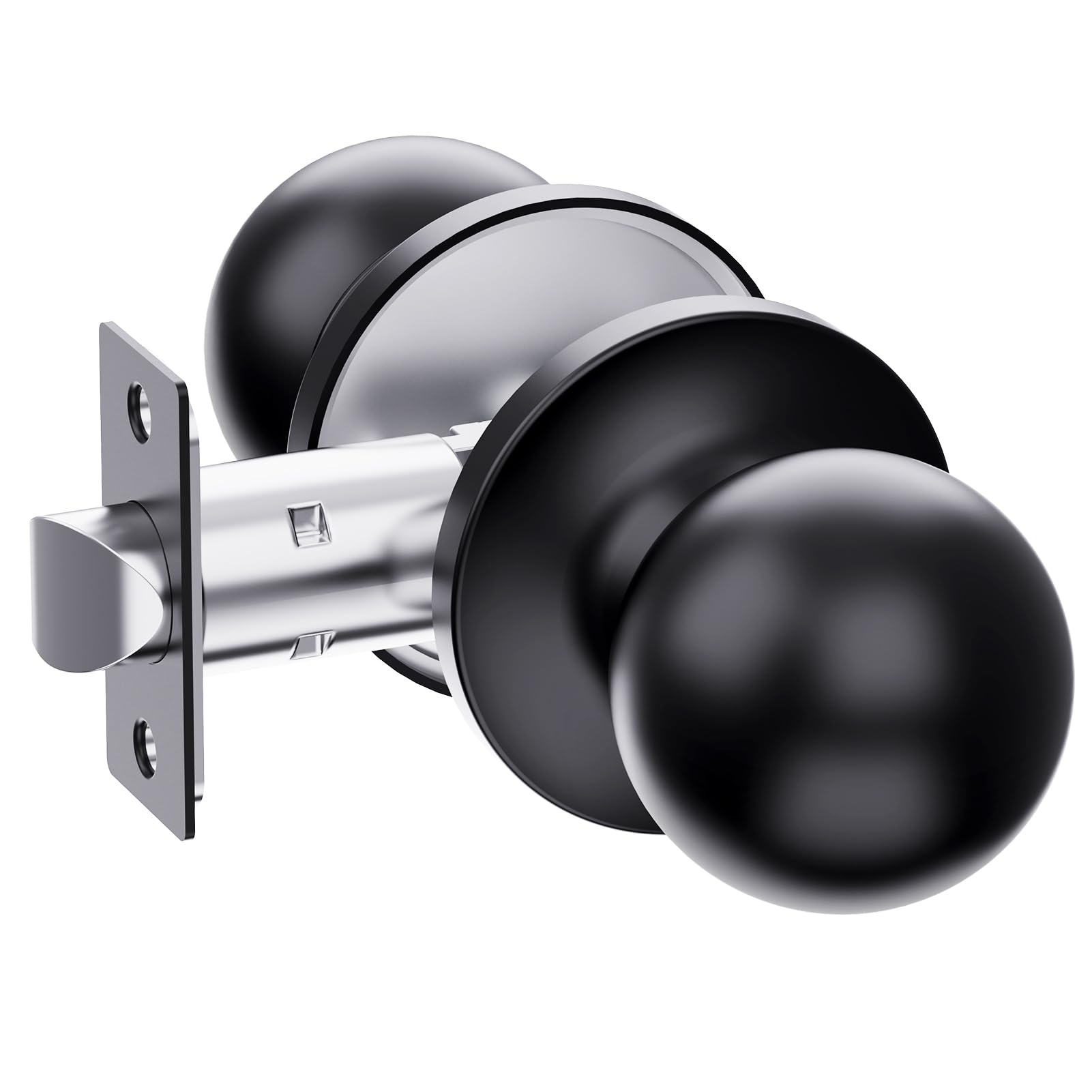 ARPHA Round Door Knob H200, Non Locking Door Knob, Dummy Knob Door Handle Set, Door Knobs Interior for Bedrooms, Bathrooms, Cupboards, Closets, Pantries, Left and Right Doors Compatible, Matt Black