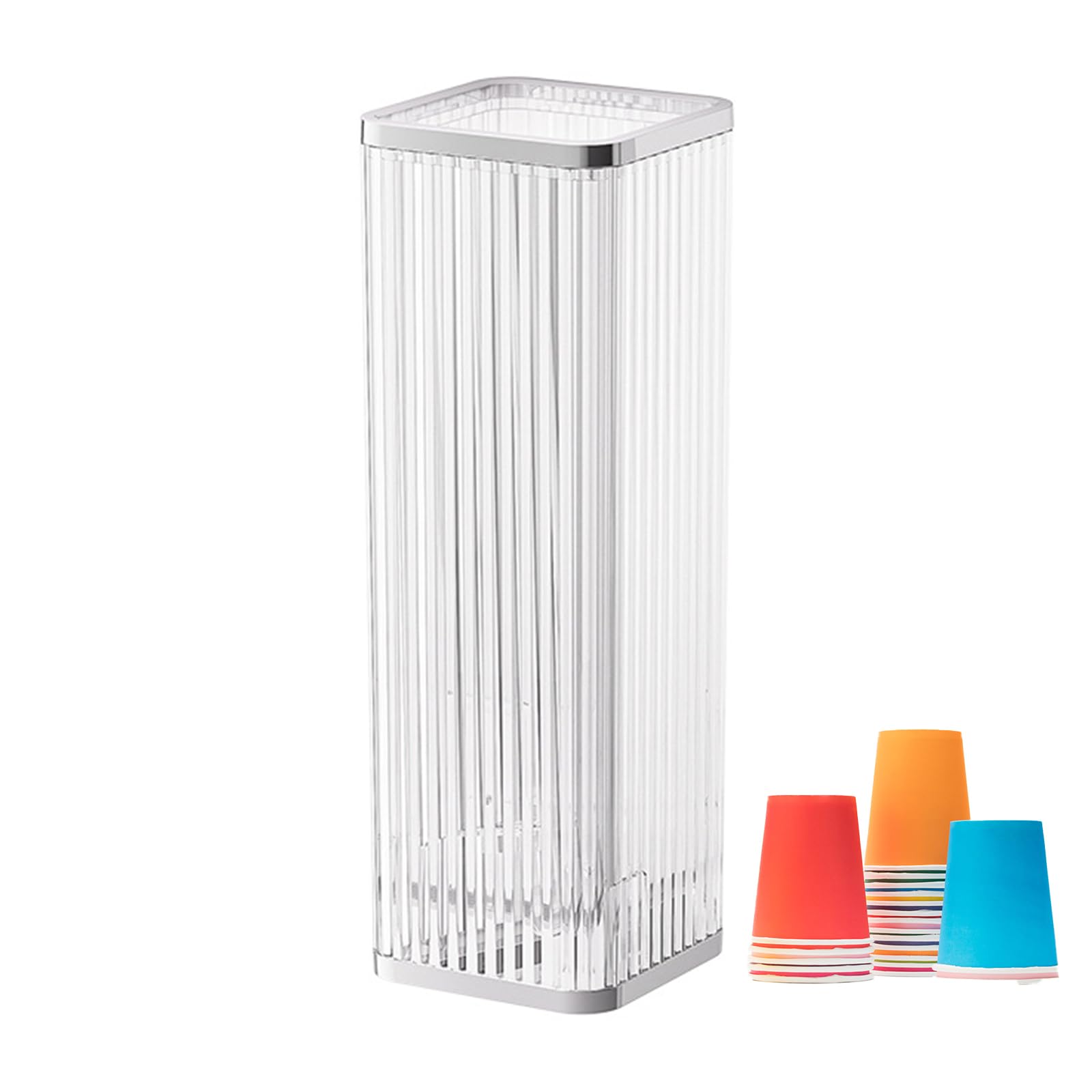 Distributeur de gobelets en papier – Porte-gobelet et couvercle – Fontaine à eau sans perforation auto-adhésive pour gobelets en papier, salle de pause Hersil