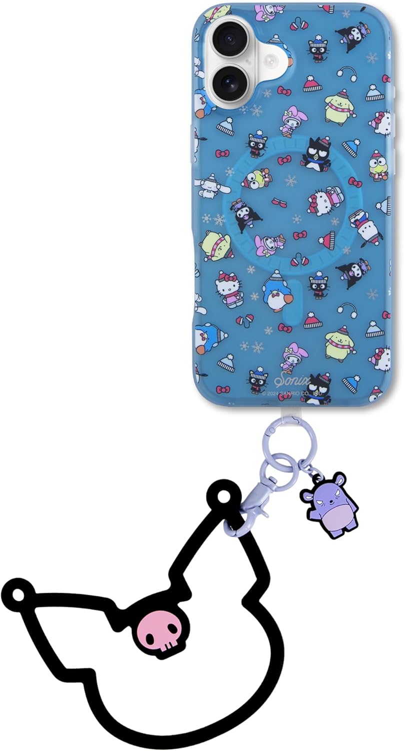 Sonix x Sanrio Silicone Phone Wristlet/Bracelet (Kuromi) + Case for iPhone 16 Plus (Hello Kitty and Friends Aspen Vacation)