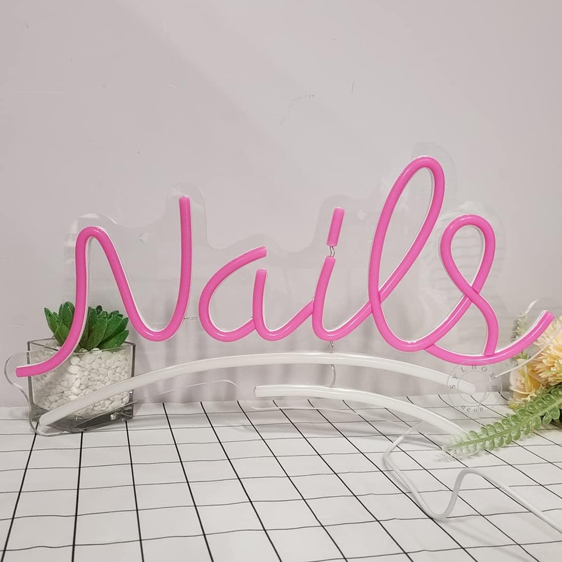 SYLHOME Nails Led Neon Light Sign Pink Business Wall Windows Sign Decor Nails Bar Beauty Salon Girls Bedroom Hanging Light Up Sign USB Birthday Makeup Decor 15.75"X8.7" - Image 9