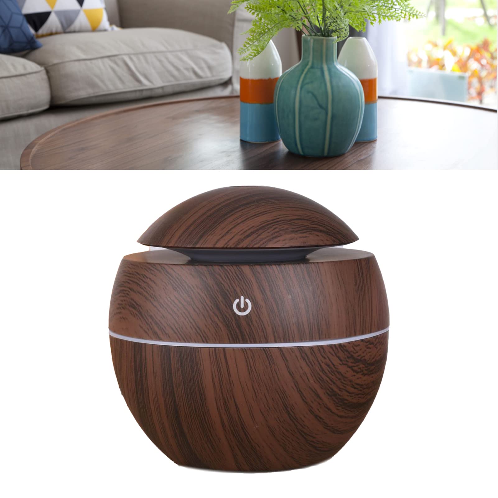 SIXRUN Humidificador USB de Grano de Madera, Compacto, Portátil, 5V, 2W, para Dormitorios, Salas de Estar, Oficina, Coche, Regalos Prácticos
