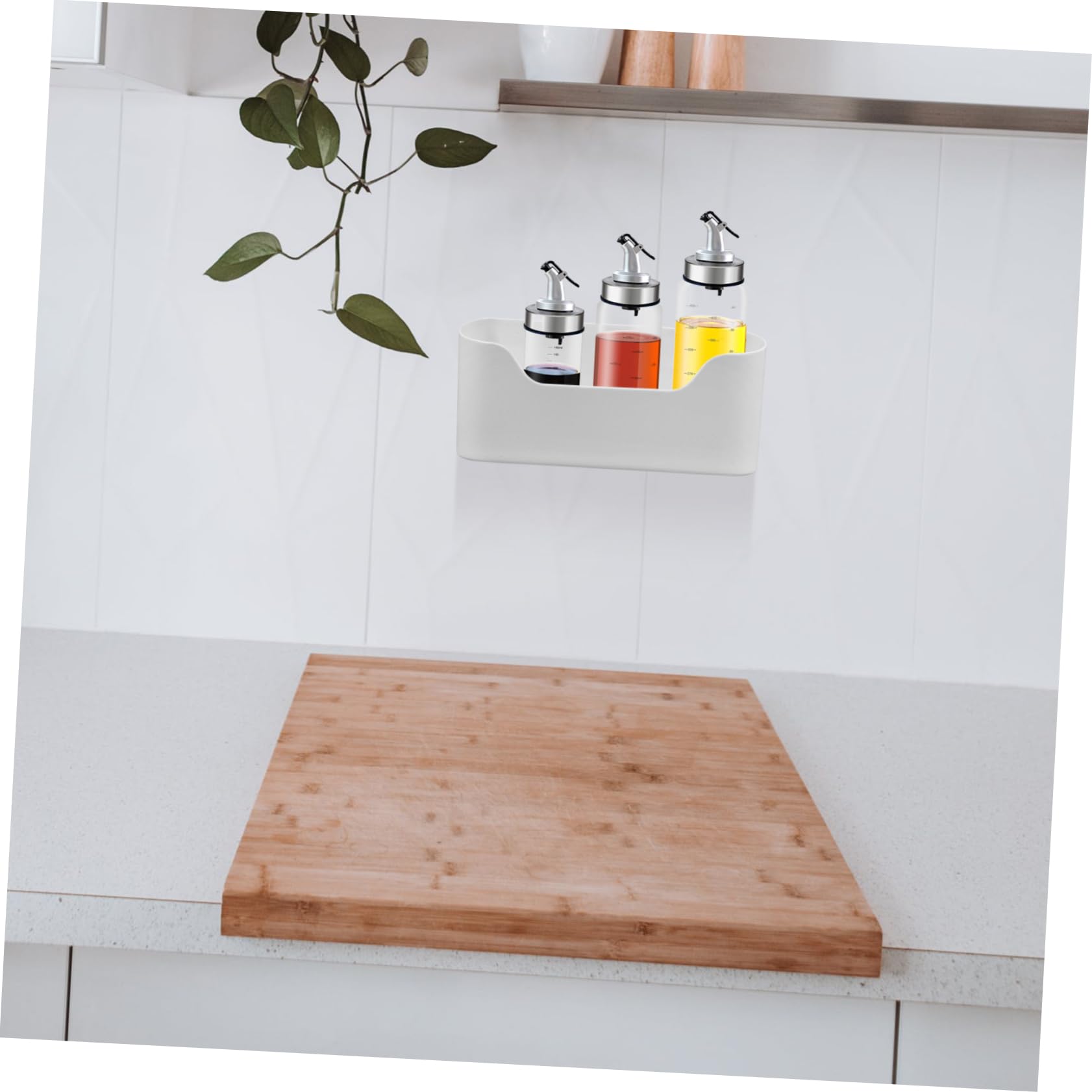 GRIRIW 2pcs Wall-mounted Kitchen Organizer for Cabinet Doors Adhesive Floating Storage Containers Versatile Wall Storage for Makeup Office Supplies and Items