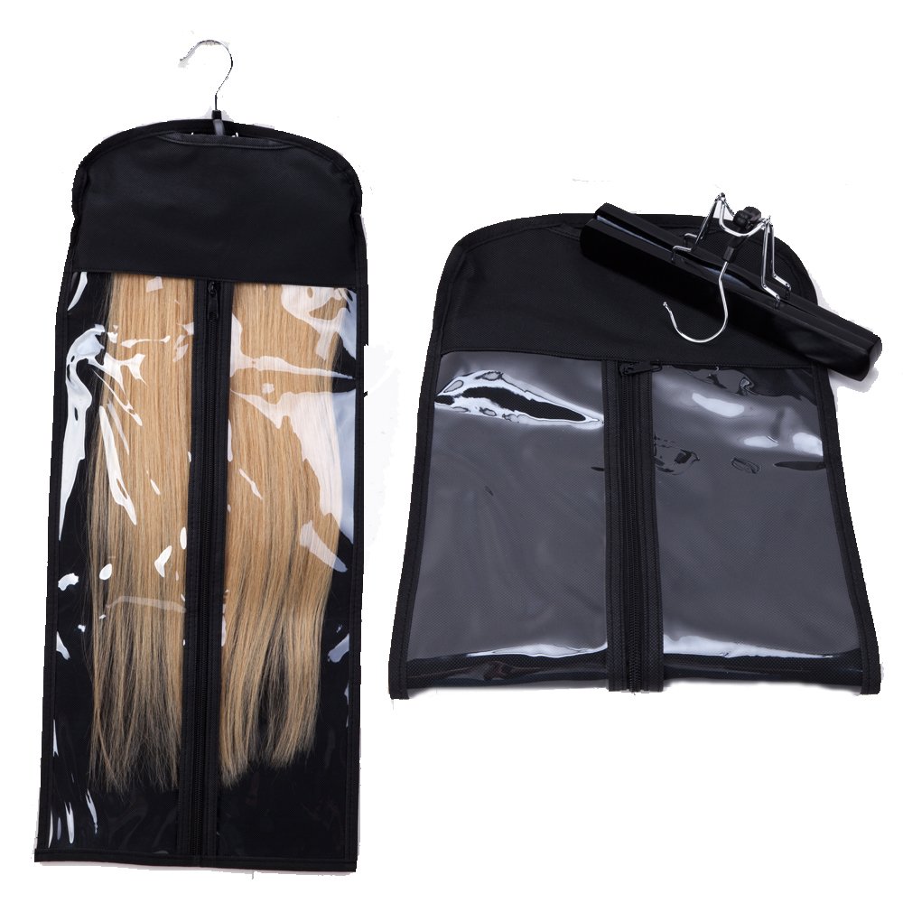 Amazon.com : Portable Hair Extensions Hanger Zipper Suit Case Bag  Dust-proof Protection Non-woven Carrier for Hair Extension Storage - Black  : Beauty & Personal Care