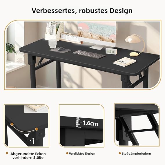 Modern Computer Desk Typewriter Table No Assembly Required Folding Desk Space Saving for Study Room Bedroom Home Office